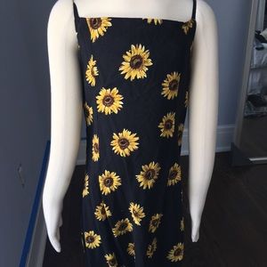 black sunflowers apron dress